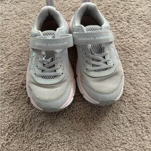Under Armour Kids' Light Gray and Pink Sneakers